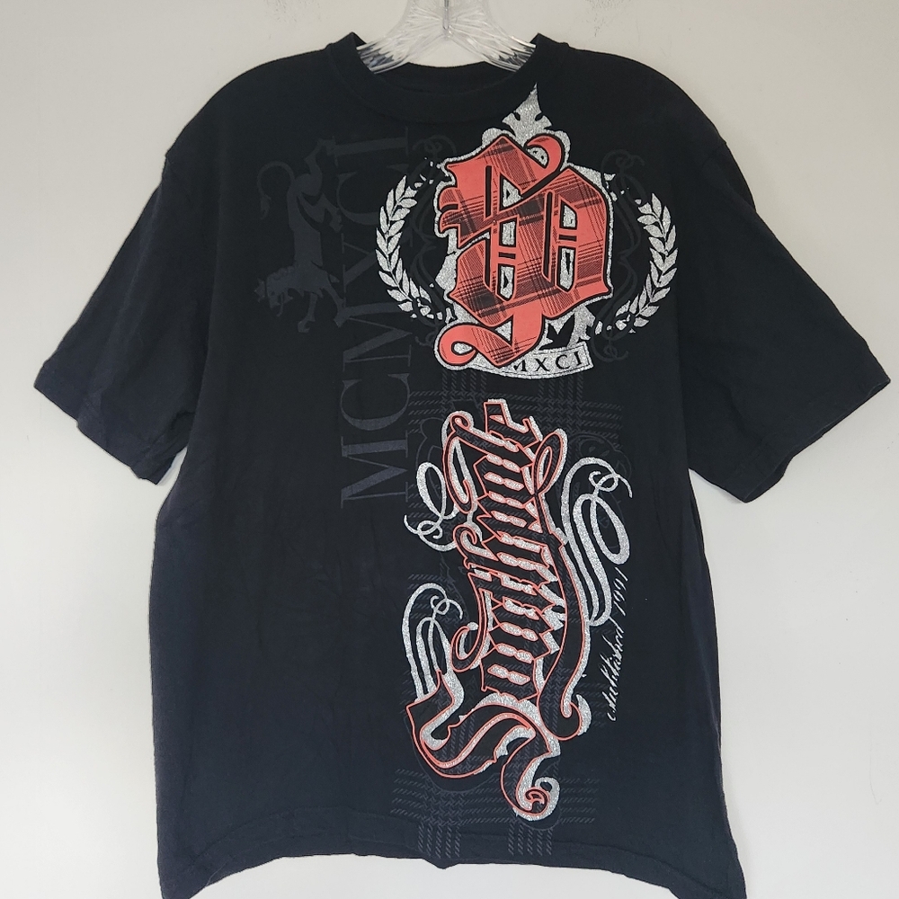 Southpole Vintage Black Red Graphic Tee Y2k T-Shirt Thrashed Sun Faded Cotton M